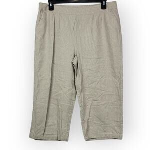 Christopher & Banks Linen Blend Striped Cropped Wide Leg Pants Women's Size XL